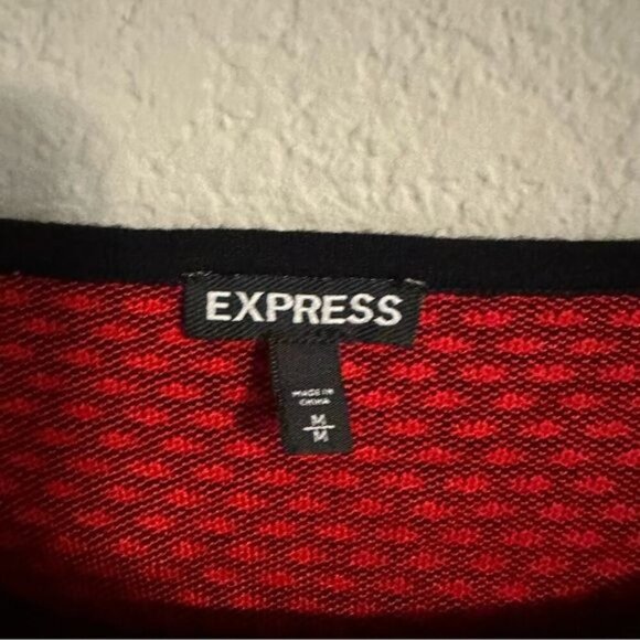 Express Women's Red Polka Dot 3/4 Sleeve Knit Boat Neck Sweater Size Medium - Picture 7 of 9